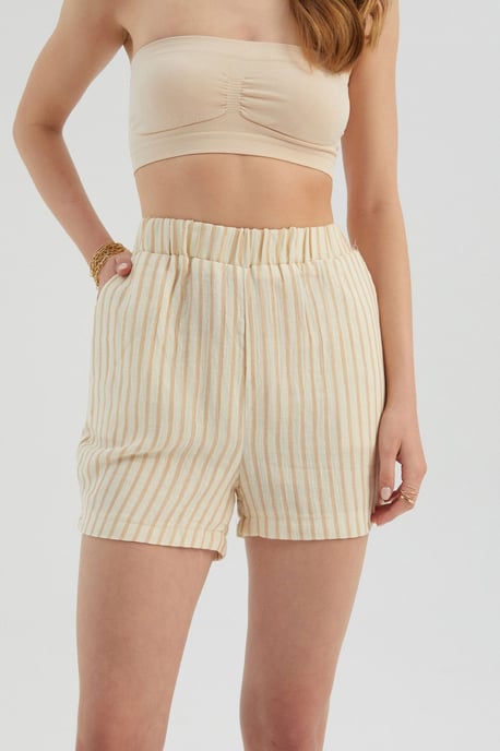 Gestreepte Hoge Taille Elastische Taille Kortebroek - Image 2