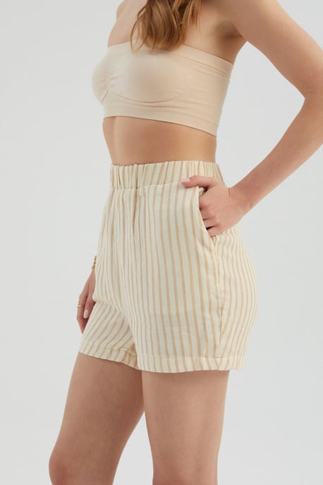 Gestreepte Hoge Taille Elastische Taille Kortebroek - Image 3
