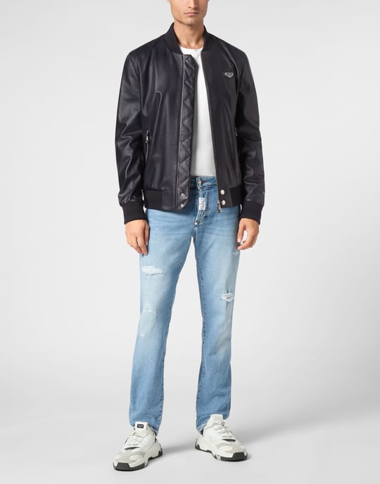 Leren Bomber Iconic Plein - Image 3