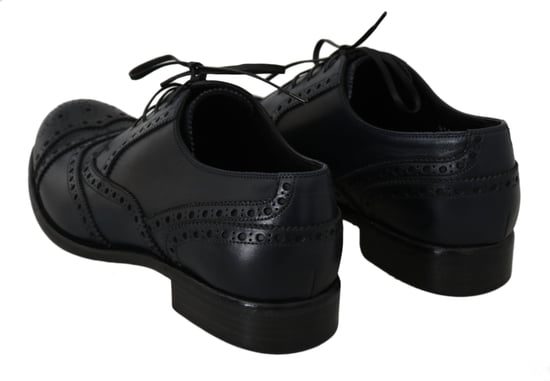 Dolce & Gabbana Donkerblauwe Leren Wingtip Oxford Dresschoenen - Image 3
