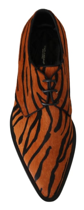 Dolce & Gabbana Oranje Ponyhaar Formele Dress Broque Schoenen - Image 3