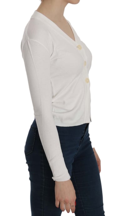 BYBLOS Witte V-hals Lange Mouwen Korte Cardigan Tops Trui - Image 4