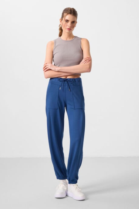 Mid Waist Crepe Ontspannen Broek met Zak - Image 1
