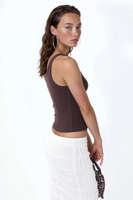 Mouwloze Geribbelde U-Hals Tanktop - Image 2