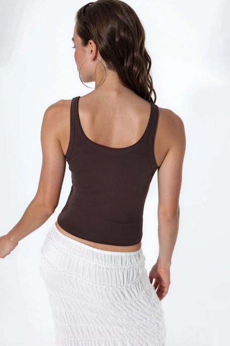 Mouwloze Geribbelde U-Hals Tanktop - Image 3