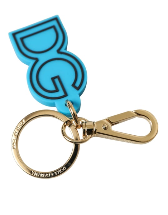 Dolce & Gabbana Blauw Rubber Gouden Metaal DG Logo Sleutelhanger Sleutelhanger - Image 2