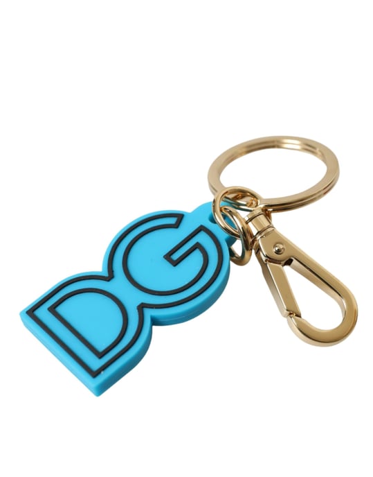 Dolce & Gabbana Blauw Rubber Gouden Metaal DG Logo Sleutelhanger Sleutelhanger - Image 3