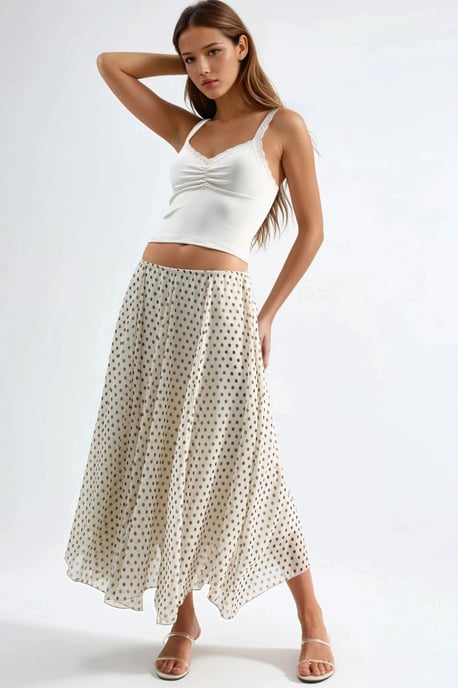 Hoge Taille Polkadot Maxi Rok - Image 2