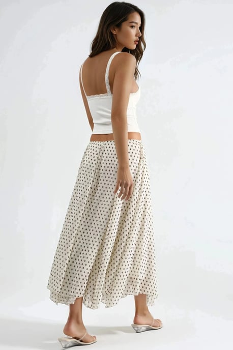 Hoge Taille Polkadot Maxi Rok - Image 3
