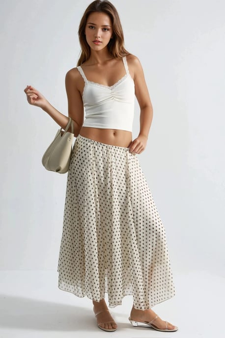 Hoge Taille Polkadot Maxi Rok - Image 4