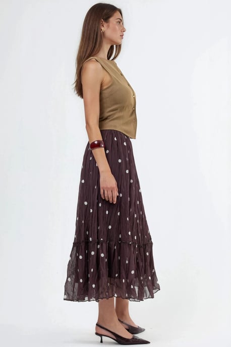Hoge Taille Polkadot Maxi Rok met Rimpels - Image 4