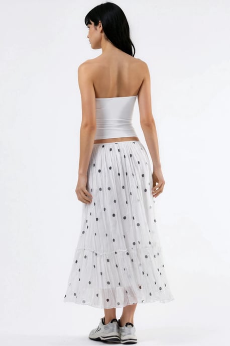 Hoge Taille Polka Dot Maxi Rok met Franje - Image 2