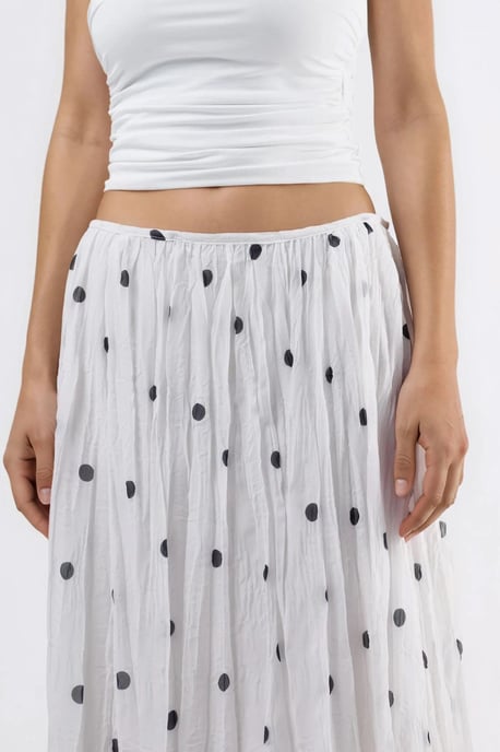 Hoge Taille Polka Dot Maxi Rok met Franje - Image 5
