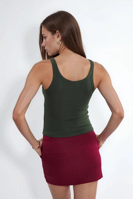 Mouwloze Geribbelde U-Hals Tanktop - Image 3