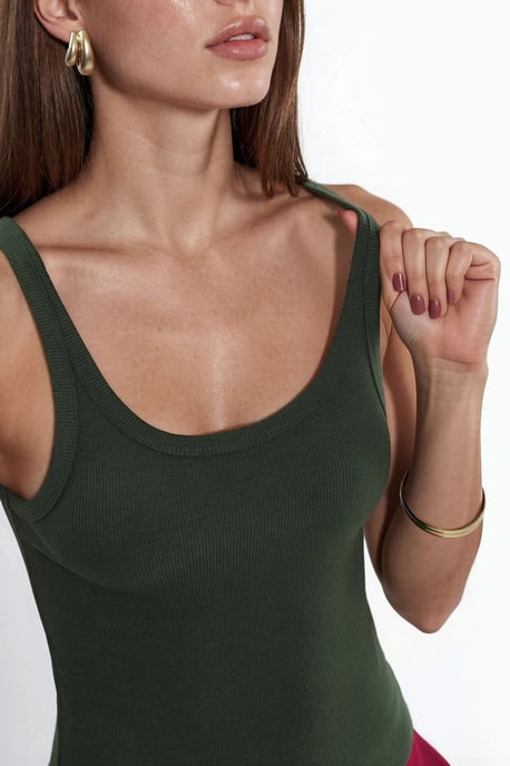 Mouwloze Geribbelde U-Hals Tanktop - Image 5