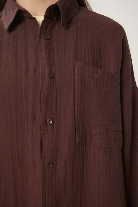 Overgrote Geweven Katoenen Shirt met Zak - Image 5