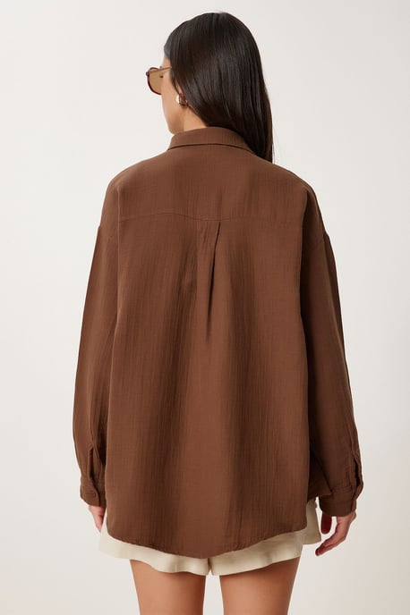 Overgrote Geweven Katoenen Shirt met Zak - Image 6