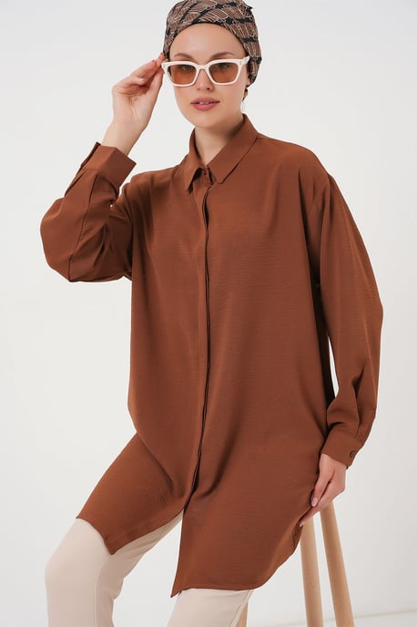 Oversized Lange Mouwen Knopen Blouse met Kraag - Image 3