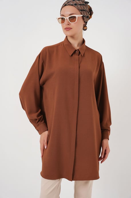 Oversized Lange Mouwen Knopen Blouse met Kraag - Image 4