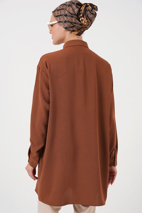 Oversized Lange Mouwen Knopen Blouse met Kraag - Image 6