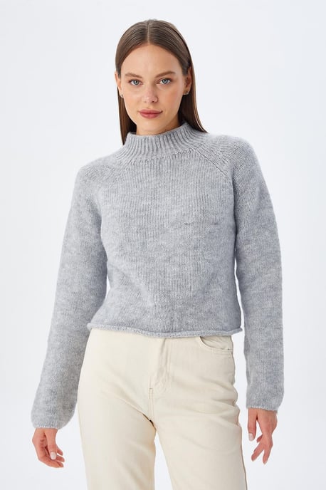 Dames Gecropte Gemêleerde Breisweater - Image 1