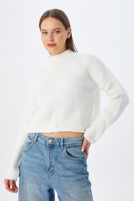 Dames Gecropte Gemêleerde Breisweater - Image 5