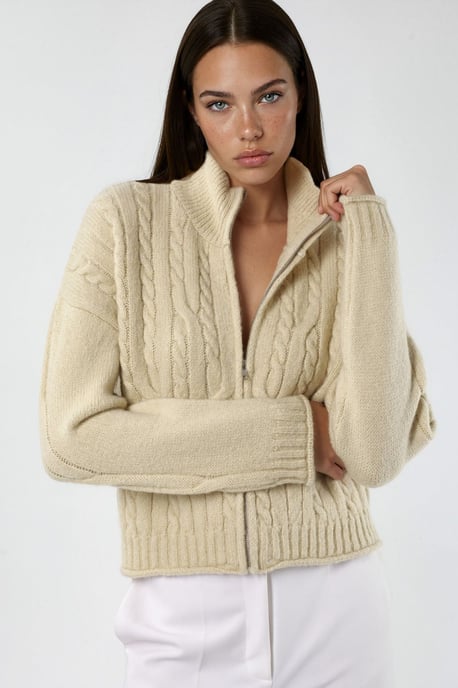 Half Col Kabelbrei Vest met Rits - Image 1
