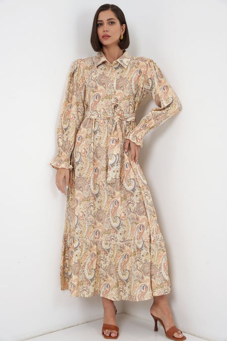 Paisley Geknoopte Midi Shirtjurk - Image 1