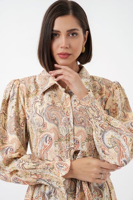 Paisley Geknoopte Midi Shirtjurk - Image 2
