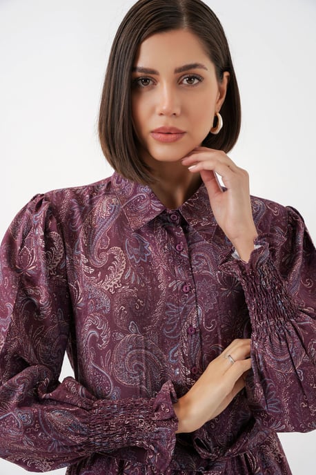 Paisley Geknoopte Midi Overhemdjurk - Image 3