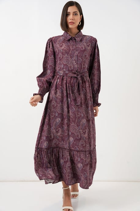 Paisley Geknoopte Midi Overhemdjurk - Image 4