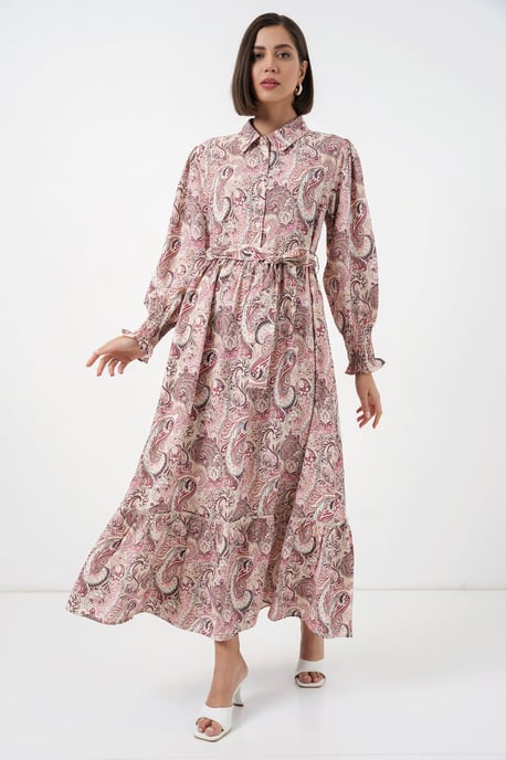 Paisley Riem Midi Hemdjurk - Image 3