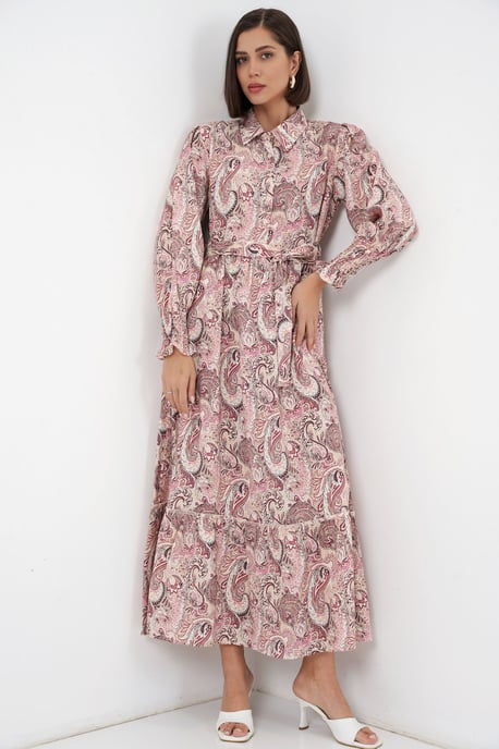 Paisley Riem Midi Hemdjurk - Image 4