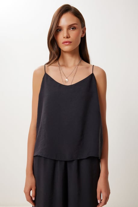 V-hals Mouwloos Tweedelig Co-ord Set met Wijde Pantalon - Image 3