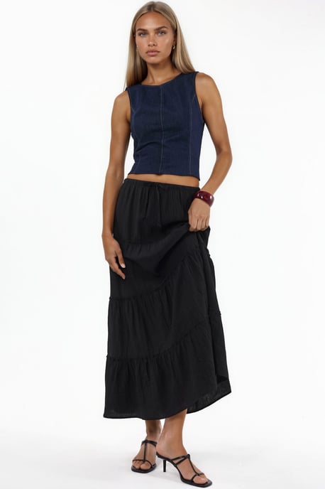 Hooggewaisted Textured A-Line Maxi Rok - Image 1