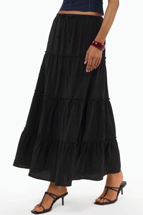 Hooggewaisted Textured A-Line Maxi Rok - Image 2
