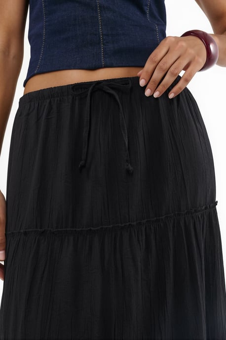 Hooggewaisted Textured A-Line Maxi Rok - Image 4