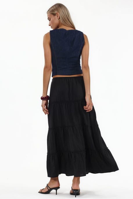 Hooggewaisted Textured A-Line Maxi Rok - Image 5