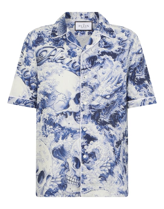 Linen Bowling Shirt All-Over Ceramic - Image 1