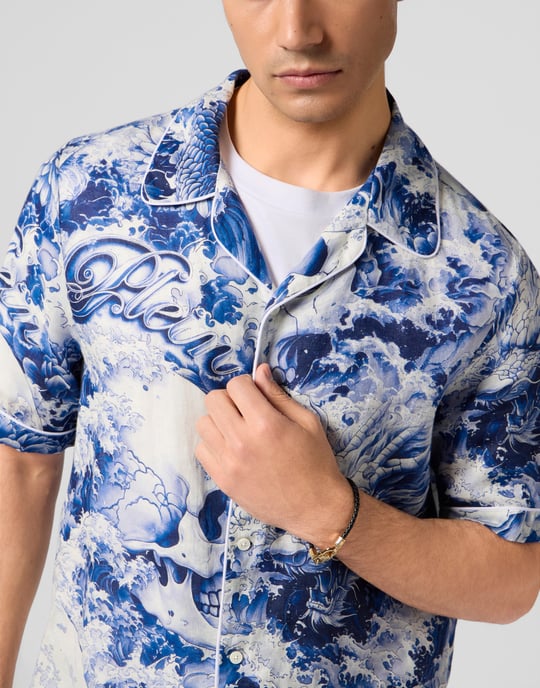 Linen Bowling Shirt All-Over Ceramic - Image 3