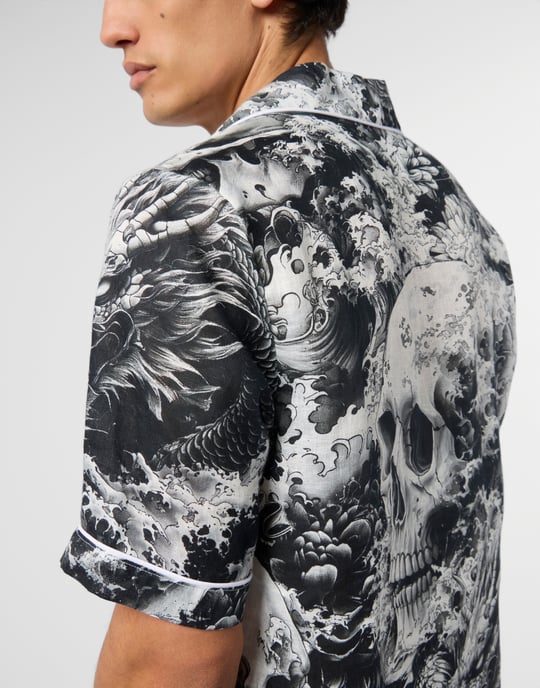 Linen Bowling Shirt All-Over Ceramic - Image 3