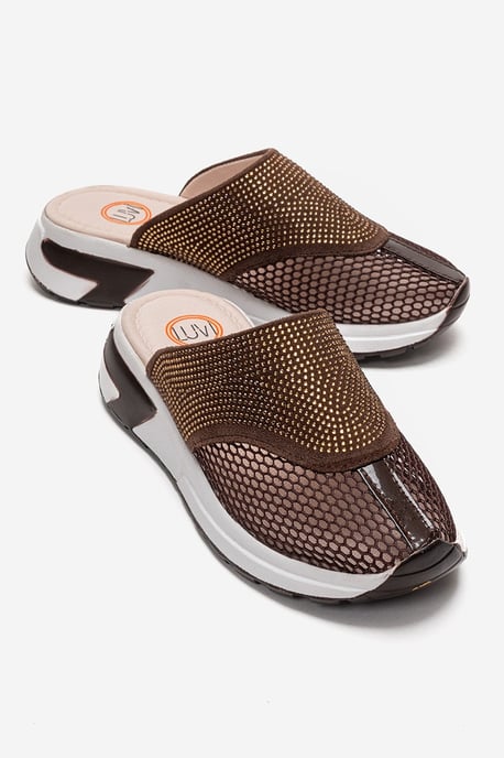 GLEA Mesh Strass Mules Dames - Image 1