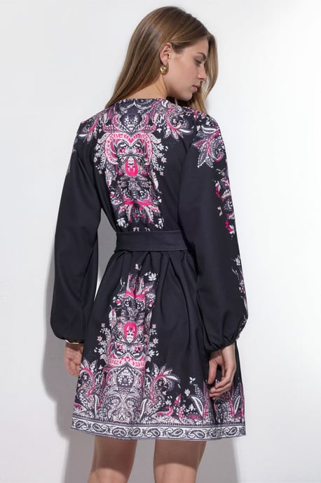 Gestrikt Mini-Jurk met V-hals in Paisley - Image 3