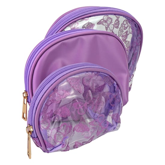 3-delige Dames Cosmetica Tas Set met Vlinderprint voor Make-up en Toilettas Reistassen - Image 1