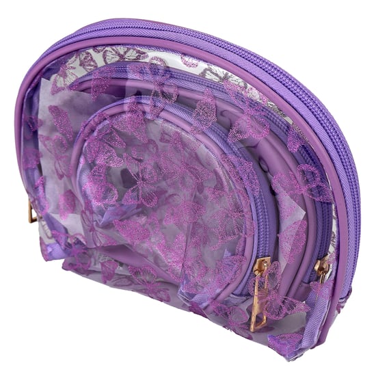 3-delige Dames Cosmetica Tas Set met Vlinderprint voor Make-up en Toilettas Reistassen - Image 3