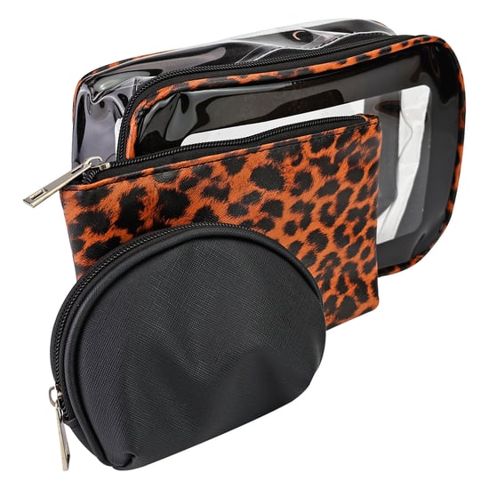 3-delige Dames Cosmeticazak Set Leopardenprint Makeup Toilettas Reiskoffers - Image 1