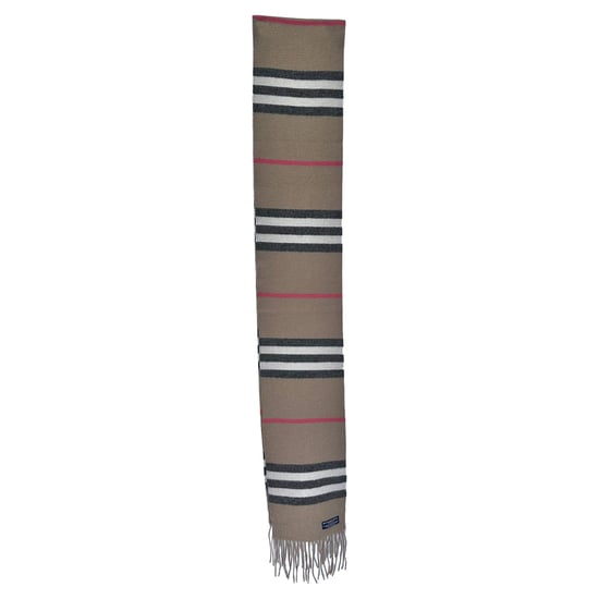 Burberry Icon Stripe Patroon Sjaal in Beige Merino Wol - Image 3