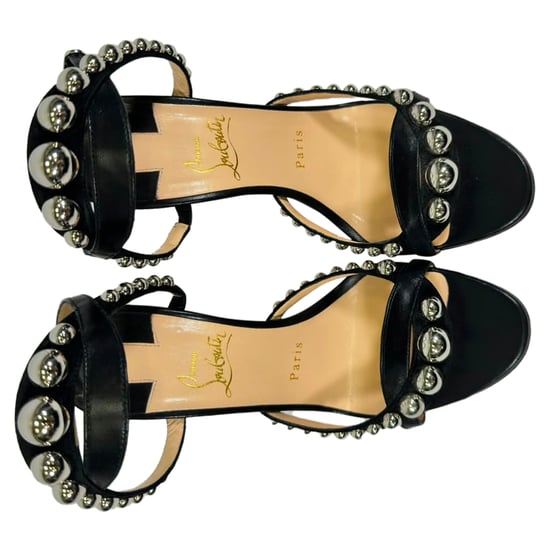 Christian Louboutin Galeria Studded Sandalenhakken in Zwart Leer - Image 4