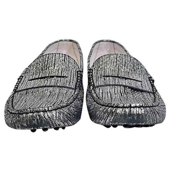 Tod's Metallic Accent Instapschoenen in Zilveren Leer - Image 2