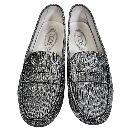 Tod's Metallic Accent Instapschoenen in Zilveren Leer - Image 5